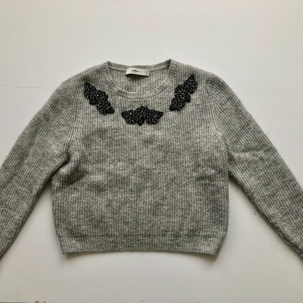Chunky Gray Zara Knit Sweater, Large